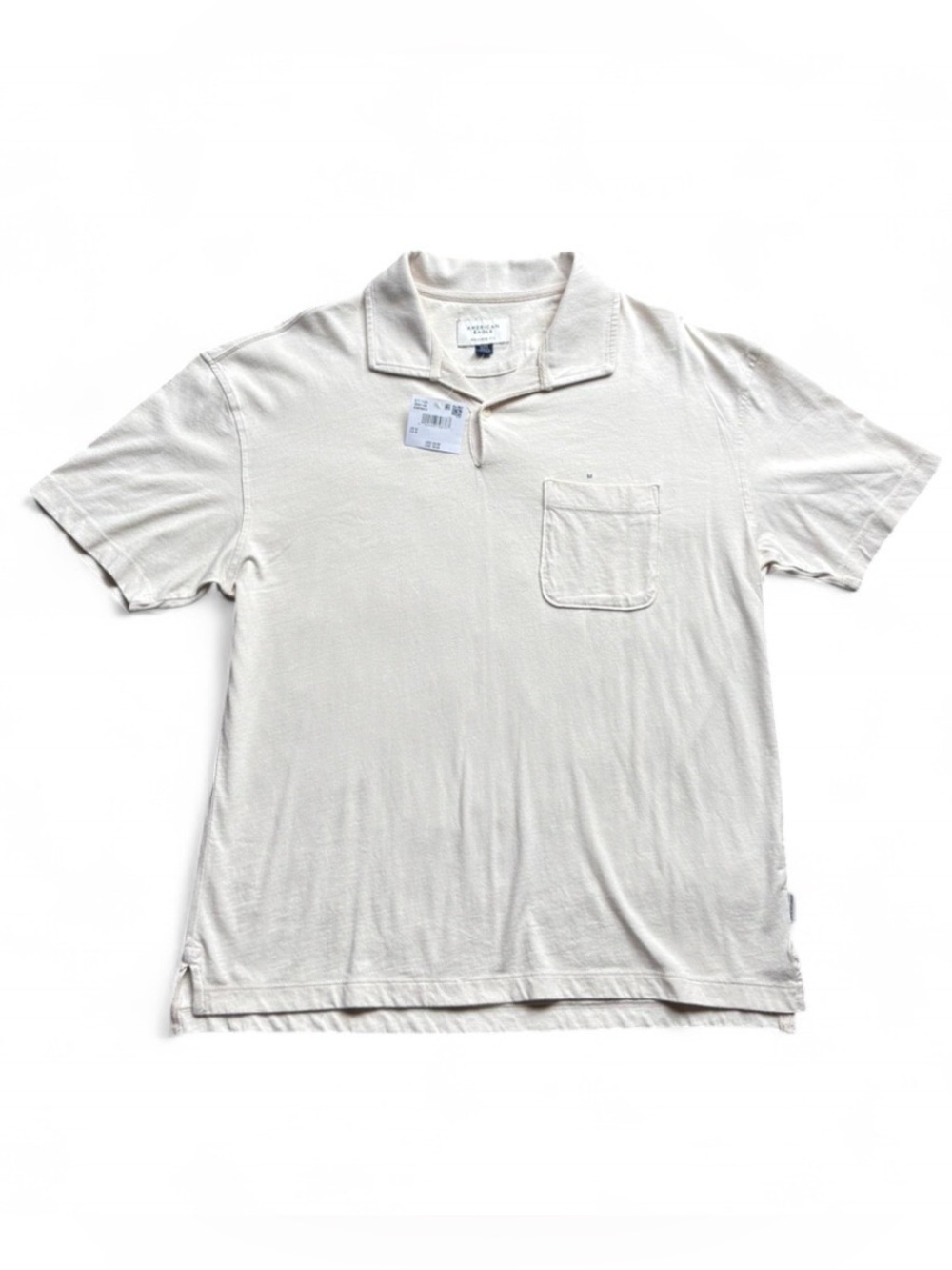 American Eagle Cream Short-Sleeve  Polo